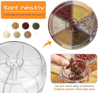 6-Compartment Automatic Cereal & Grain Dispenser – Airtight, Insect-Proof, One-Button Output Storage Container
